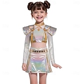 levne Dívčí kostýmy-Inspirováno korejskými idoly Popová hvězda Úbory Módní Cosplay kostým Virtuální idol Filmové kostýmy for Dámské Dívčí Dospělí Děti předvečer Všech svatých Výkon předvečer Všech svatých