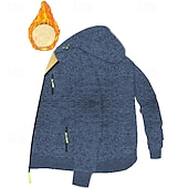 voordelige Fleecehoodie-Voor heren Trui met capuchon Hoodie met volledige rits Sherpa Fleece Hoodie Spijkerbroekblauw Zwart Marineblauw Donkergrijs Capuchon Effen Lapwerk Sport &amp; Outdoor Dagelijks Feestdagen Polyester