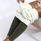 economico Leggings foderati in pile-Per donna Leggings Fodera in pile accogliente Casual Lunghezza intera Misura del girovita medio Semplice Elastico in vita Calore Termico Elasticizzato Vacanza Streetwear Casual Rosso violaceo Grigio