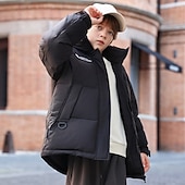 billiga Pojkars dunjacka och parka-Barn Unisex Dunjacka Friluftsjacka Pufferjacka Ytterkläder Färgblock Långärmad Håller värmen Vindtät Täcka Utomhus Dagligen Grundläggande Svart Rubinrött Beige Höst Vinter 4 år +