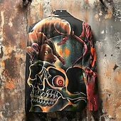 ieftine Îmbrăcăminte de Halloween-Sacoul pentru bărbați Costum Festival Casual Zilnic Toamna  Iarna 100% Poliéster Cranii 3D Print Nasturi Termic Cald Confortabil Sacou cu un singur nasture Roșu