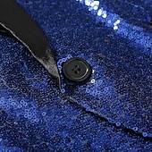 お買い得  パーティースーツ-男性用 ブレザージャケット ショールカラー パーティー ソリッド Blazer ダークブルー スリムフィット シングルブレスト 一つボタン