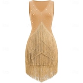 ieftine rochie de concurs-Rochie de dans latino cu ciucuri și strasuri pentru femei, costume de dans de sală pentru competiții, tango, salsa, rochii de dans flapper