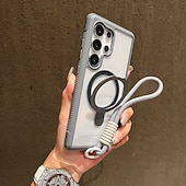 abordables Carcasas Samsung-teléfono Funda Para Samsung galaxia S25 Ultra Plus S25 Edge S24 Plus Funda Trasera con Soporte con cordón Antigolpes Retro TPU Acrílico