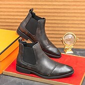 abordables Bottes de Chelsea-Homme Bottes Bottes Chelsea Rétro Marche ancien Quotidien Cuir PU Confortable Bottines Mocassin Noir Marron Printemps Automne Hiver