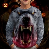 levne Chlapecké halloweenské kostýmy-předvečer Všech svatých Chlapecké 3D Grafika Tričko Košilky Dlouhý rukáv Jaro Podzim Módní Základní Děti 4-12 let Tričkový Venkovní Ležérní Denní Běžný