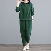 economico Tute da ginnastica-Per donna Felpe con cappuccio da salotto Tute in pile con tasca Tinta unita Completo Abbigliamento Autunno &amp; Inverno Nero Rosso Palestra All&#039;aperto Corsa Antivento Caldo Manica Lunga Sport