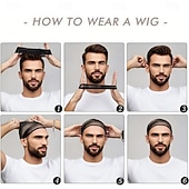 cheap Historical Wigs-Mullet Wigs for Men Retro Cosplay Blonde Mullet Wig for Fancy Dress Include Glasses