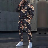 abordables Traje de Papá Noel-Navidad Hombre Cada Copos de nieve 2 piezas Conjuntos de sudaderas 3D Chándal Sudadera con capucha Manga Larga Pantalones largos Con Capucha Casual / Diario Ropa Deportiva Diario Festivos Impresión 3D