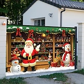 preiswerte Weihnachtliche Garagentorabdeckungen-Weihnachten Garagentorabdeckung Großes Hängendes Weihnachtsshop Geschenk Niedlich 3D Party Outdoor Urlaub Hintergründe aufnehmen Yard Wohndeko