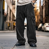 abordables Pantalons Cargo-Homme Pantalons Cargo Pantalon cargo Pantalon en velours côtelé Avec Poches Boutons tissé Couleur Unie Uni Doux Respirant Longueur complète Formel Bureau Travail Vacances Élégant Noir Marron