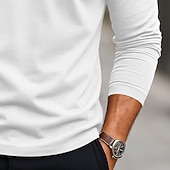 preiswerte Herren Klassisches Polo-Herren Golfshirt Piqué-Poloshirt Urlaub Arbeit Umlegekragen Langarm Mode Basic Einfarbig Karomuster Kariert Knöpfe Sommer Frühling Herbst Normale Passform Schwarz Weiß Gelb Marineblau Golfshirt