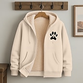 economico Felpa con cappuccio in pile-Per uomo Felpa con cappuccio Felpa con cappuccio a zip intera Felpa con cappuccio in pile Felpa con cappuccio foderata in pile Aalbicocca Nero Rosso Borgogna Blu Con Cappuccio Semplice Cerniera Sport