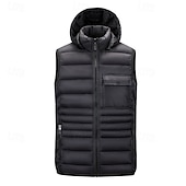 preiswerte Herren Steppweste-Herren Steppweste Weste Gilet Urlaub Täglich Date Mode Lässig Herbst Winter Tasche Nylon Warm Bequem Einfarbig Reisverschluss Mit Kapuze Normale Passform Schwarz Burgunderrot Armeegrün Dunkelblau