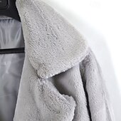 preiswerte Felle &amp; Leder-Damen Mantel Kunstpelzmantel Warm Bequem Tasche Lässig Einfach Urlaub Straße Lässig Alltagskleidung Lang Umlegekragen Normale Passform Langarm Oberbekleidung Blau Braun Khaki Herbst Winter