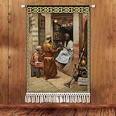 billiga Gobelänger-Skönhet Uyghur etnisk stil väggtapet konstnärlig bakgrundsdekoration boho hängande konst för sovrum vardagsrum eller café
