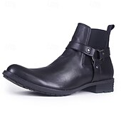 abordables Bottes en cuir haut de gamme-Bottines en cuir suédé pour homme – bottines Chelsea décontractées à boucle rétro pour le travail et le week-end