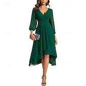 abordables Robes en chiffon-Femmes Robe Longue Maxi Robe Robe de Soirée Mousseline de Soie Robe en Chiffon Élégant Mode Moderne Extérieur Soirée Coupe régulière Uni Manche Courte Col en V Rouge Bleu Vert Printemps Automne