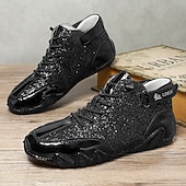 Недорогие Мужские ботинки-Мужские высокие кроссовки золотисто-белого цвета с блестящей отделкой — стильные и смелые, идеально подходят для вечеринок, модных вечеров и модных образов