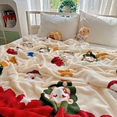 levne Vánoční povlečení-Vánoční fleece deka tlustá sherpa deka na pohovku měkká flanelová deka s motivem kreslených postaviček pohodlná deka na siestu víceúčelová sváteční dárková deka