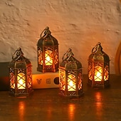 cheap Indoor Christmas Lights-6pcs Christmas Retro Lantern LED Candle Light Battery Powered Creative Lantern for Halloween Christmas and New Year Holiday Party Bedroom Living Room Window Bar Decorations