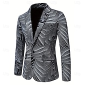رخيصةأون بليزر مطبوع للرجال-رجالي معطف سترة عمل كاجوال  يومي بريطاني كل الفصول 100 ٪ بوليستر الرسم طباعة ثلاثية الأبعاد Buttons مريح صدر فردي سترة رياضية أسود أبيض أزرق