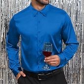 economico Camicie in raso da uomo-Per uomo Camicia Camicia in raso Camicia elegante Camicia casual Camicia con Bottoni Camicia da Ballo Semplice Formale Matrimonio Nero Bianco Vino Blu reale Manica Lunga Bavero Primavera &amp; Autunno