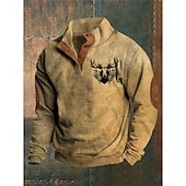 abordables Sudaderas Básicas_-Hombre Sudadera Sudadera Con Capucha Pull-over Sudadera con capucha y botones Sudadera de caza Caqui Cuello Mao Plano Retazos Deporte Casual Diario Ropa de calle Fresco Ropa deportiva Primavera