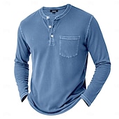 voordelige Casual Henley-T-shirt-Voor heren Henley-shirt T-shirts T-shirt Shirt met lange mouwen Lange mouw Retro Effen kleur Modieus Ontwerper Casual Mode Wijnoogst Puur Henley Vakantie Straat Casual Herfst Winter donkerbruin Zwart