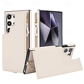 Недорогие Чехлы для Samsung-телефон Кейс для Назначение SSamsung Galaxy S25 S24 S23 S22 Плюс Ультра A16 A55 5G A14 A54 А53 A13 Кейс на заднюю панель с ремешком Откидная подножка Разъем для карты Ретро ТПУ Кожа PU
