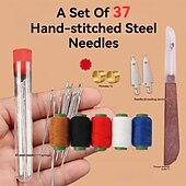Χαμηλού Κόστους ράψιμο &amp; πλέξιμο &amp; βελονάκι-Σετ 74 τεμαχίων (2*37 σε 1) βελόνες από ατσάλι με μεγάλο μάτι - μακριές και λεπτές χειροποίητες βελόνες ραψίματος και πλεξίματος για χειροποίητες κατασκευές ραπτικής