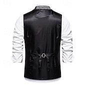 זול ג'קט גברים-בגדי ריקוד גברים וסט חֲזִיָה Gilet חופשה מפלגה עֵסֶק אופנתי יום יומי אביב סתיו כיס כפתורים פוליאסטר נוח משובץ חזה יחיד כפתור יחיד דש רגיל פול יין כתום כחול כהה אֵפוֹד