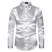 economico Camicie in raso da uomo-Per uomo Camicia in raso Camicia elegante Camicia casual Camicia con Bottoni Camicia da Ballo Camicia da discoteca Semplice Formale Matrimonio Nero Bianco Rosso Blu Manica Lunga Bavero Primavera