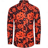 cheap Shirts-Halloween Pumpkin Blouse / Shirt Button Down Shirt Print For Men&#039;s Adults&#039; Halloween Carnival Masquerade 3D Print Party Halloween