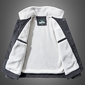 preiswerte Cargo-Jacken-Herren Winterjacke Cordjacke Fleecejacke Freizeitjacke Urlaub Täglich Thermowarm Tasche Fleece Herbst Winter Einfach Mode Streetwear Revers Regulär Gelb Khaki Armeegrün Grau Jacken