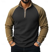 abordables Sudaderas Básicas_-Hombre Sudadera con capucha y cremallera Sudadera con capucha y cremallera de un cuarto Táctico Verde Ejército Azul Marino Cuello Mao Plano Cremallera Bolsillo Bloque de Color Táctico Deporte Diario