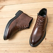 abordables Bottes de Costume-Bottes à lacets en similicuir marron pour hommes avec une silhouette moderne et élégante, idéales pour les environnements professionnels, les événements formels et les occasions décontractées élégantes