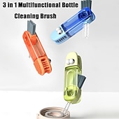 abordables Limpiando suministros-Cepillo de limpieza de cocodrilo 3 en 1 con cepillos de fregado intercambiables, juego de cepillos para limpiar grietas, para espacios reducidos entre biberones, vaso apto para biberones, ranuras y