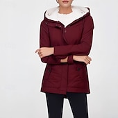 abordables Parka Décontractée-Femmes Manteau d&#039;Hiver Veste à Capuche Chaud Confortable Fermeture éclair Avec Poches Occasionnel Uni Extérieur Vacances Tenue quotidienne Week-end Régulier À capuche Coupe régulière manche longue
