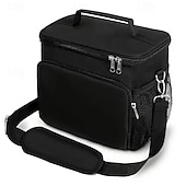 abordables almacenamiento de equipaje y viajes-Bolsa térmica para almuerzo con correa ajustable: tela Oxford duradera, reutilizable y reutilizable para la oficina, la escuela y picnic. &amp;Lonchera térmica negra resistente al desgarro para la playa,