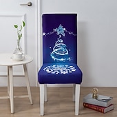 billiga Julskydd-1/2/4/6 st julstolsöverdrag till matsal, pallstolsöverdrag, geometriskt tryckta polyesteröverdrag, dekorativt stolsskydd för hemmet