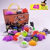 baratos Acessórios para festa-24/48 peças de brinquedos mochi de Halloween, lembrancinhas de festa de Halloween para crianças, brinquedos de Halloween para doces ou travessuras a granel, guloseimas de Halloween sem doces, sacolas