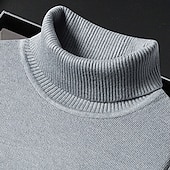 abordables suéter de los hombres-Men's Sweater Pullover Sweater Jumper Ribbed Knit Regular Tops Knitted Slim Fit Plain Turtleneck Knitwear Contemporary Casual Daily Wear Clothing Apparel Fall Winter Camel Black M L XL
