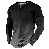 ieftine Geometric-Bărbați Cămașă Henley Tricouri Cămașă de epocă Modă Designer Comfortabil Cămașă Grafic Gradiant Manșon Lung Cămașă Albastru piscină Roșu Maro În aer liber Casual Zilnic Henley Primăvara &amp; toamnă