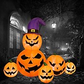 tanie Halloween na świeżym powietrzu-1 szt. 1,8 m/6 stóp 6 stóp magiczny kapelusz z dynią, nadmuchiwany sznurkiem LED, model do użytku wewnątrz i na zewnątrz, na trawniku, na imprezę, z atmosferą, dekoracyjne światło, wtyczka EU/US/AU/UK
