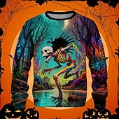 levne Chlapecké halloweenské kostýmy-předvečer Všech svatých Chlapecké 3D Lebky Mikina Dlouhý rukáv Jaro Podzim Módní Základní Děti 4-12 let Tričkový Venkovní Ležérní Denní Běžný