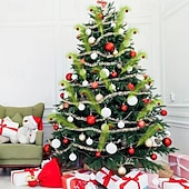 お買い得  装飾品-10/20個のクリスマス人工エルフ、人工グリーンリードと赤いボール付きフェスティバルギフトボックスセット、DIYクリスマスツリーの装飾に最適、独立したエルフの装飾、ホームデコレーション、クリスマスデコレーション