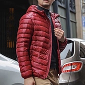 preiswerte Daunenjacken &amp; Parkas für Herren-Herren Wintermantel Daunenjacke Gefütterte Jacke Tasche Polyester Urlaub Alltagskleidung Date Regulär Mode Lässig Bequem Thermowarm Winter Einfarbig Wein Schwarz Marineblau Königliches Blau