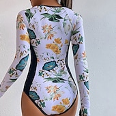 cheap One Pieces Rash Guards-Women&#039;s Rash Guard Full Body Swimwear Dive Skin Suit UPF50+ Quick Dry High Elasticity Long Sleeve Swimwear Surfing Diving Snorkeling Swimming Floral Summer
