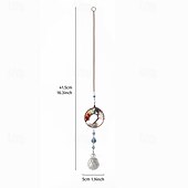 abordables Esculturas-Adorno colgante atrapasol de árbol de la vida de cristal, colgante de cristal para jardín, patio, porche, balcón, decoración interior y exterior, regalo perfecto y decoración del hogar.